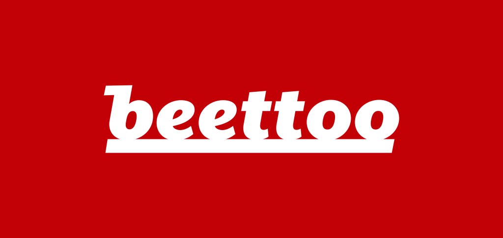 Beettoo white logo on red background.
